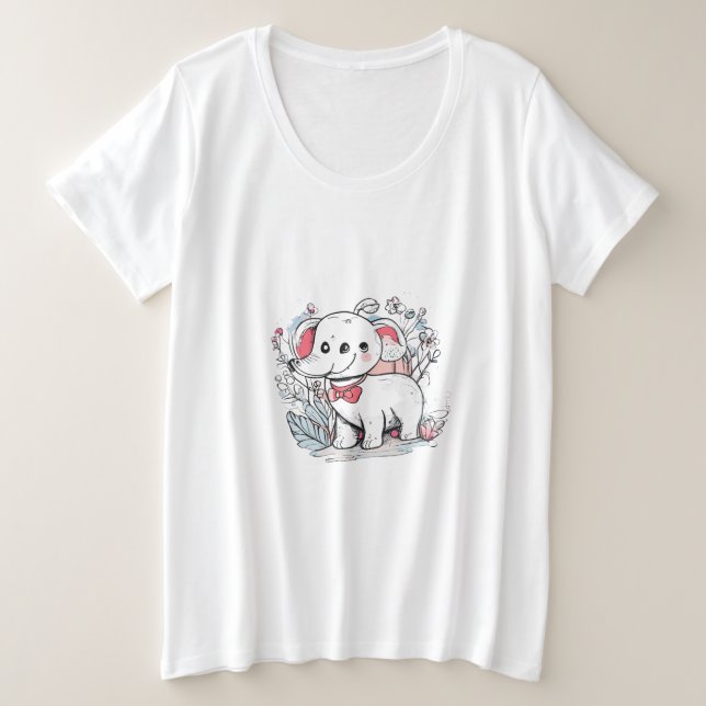 "Jumbo's Joyful Juggling Act: The Friendly Elephan Plus Size T-Shirt (Design Front)