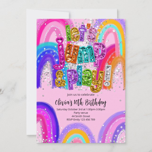 Jump and Play Party Birthday Any Age Invitation (Front)