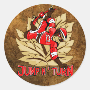 Jump and Turn Skateboard Monkey Classic Round Sticker