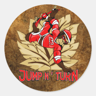 Jump and Turn Skateboard Monkey Classic Round Sticker