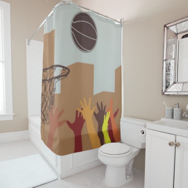 Jump Ball Shower Curtain (In Situ)