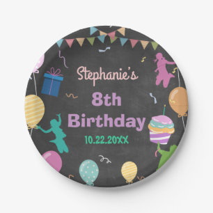 Jump Birthday Chalkboard Kid Trampoline Party Paper Plate