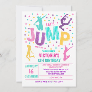 Jump Birthday Invitation, Jump Invite, Trampoline  Invitation