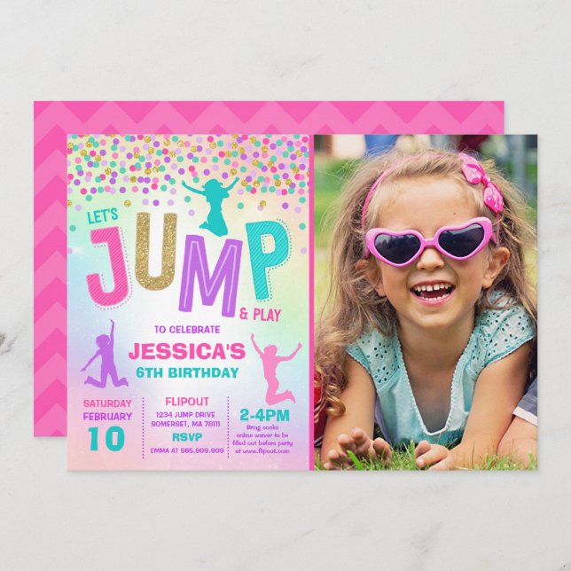 Jump Birthday Invitation Jump Trampoline Party (Front/Back)