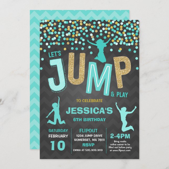 Jump Birthday Invitation Jump Trampoline Party (Front/Back)