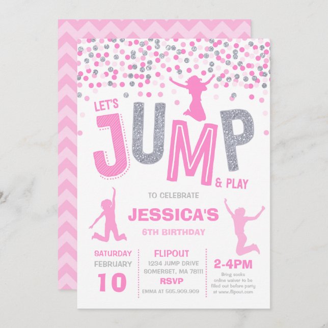 Jump Birthday Invitation Jump Trampoline Party (Front/Back)