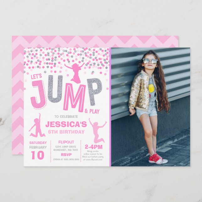 Jump Birthday Invitation Jump Trampoline Party (Front/Back)