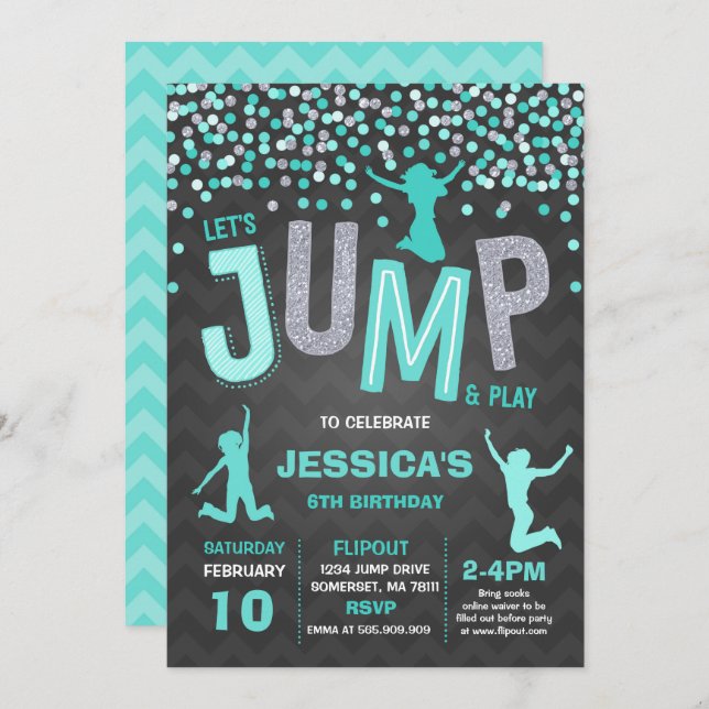 Jump Birthday Invitation Jump Trampoline Party (Front/Back)