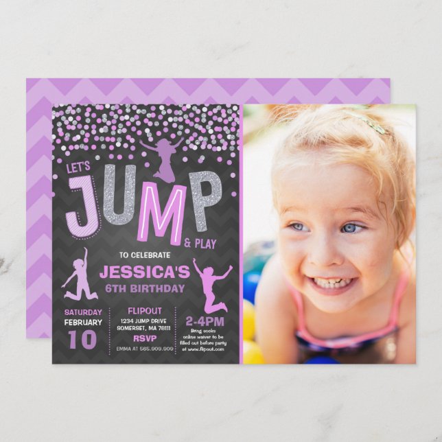 Jump Birthday Invitation Jump Trampoline Party (Front/Back)