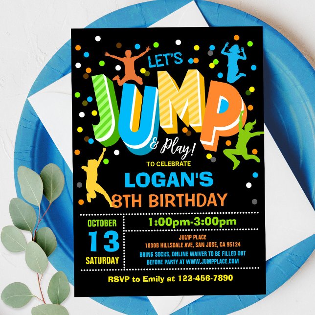 Jump Birthday Invitation Jump Trampoline Party (Creator Uploaded)
