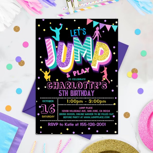 Jump Birthday Invitation Jumping Trampoline Party (Creator Uploaded)
