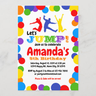 Jump birthday invitation rainbow birthday