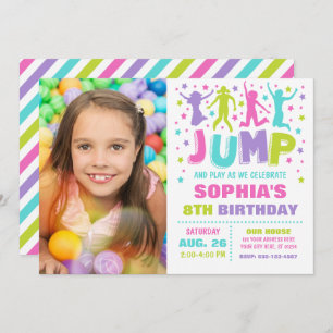 Jump Birthday Invitation, Trampoline Bounce House Invitation