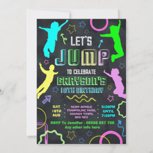 Jump birthday invitations, trampolining party invitation