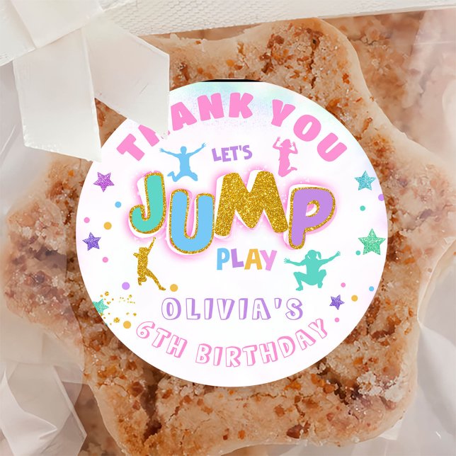 Jump Birthday Jump Trampoline Thank You Classic Round Sticker (Creator Uploaded)