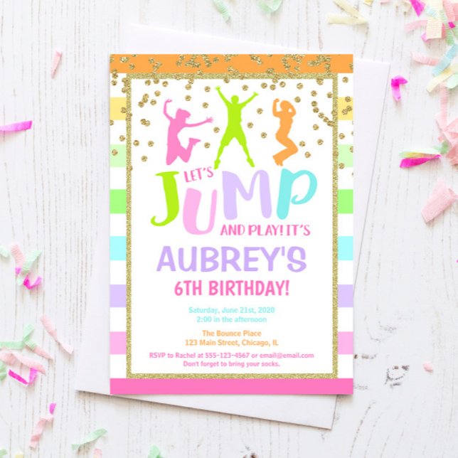 Jump birthday party girl, trampoline party invitation (Creator Uploaded)