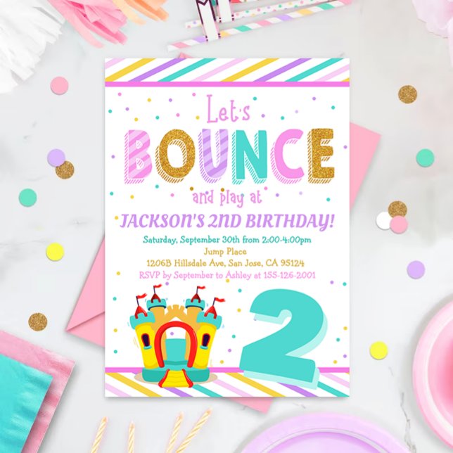 Jump Bounce House - Colourful Kids Birthday Party Invitation (Creator Uploaded)