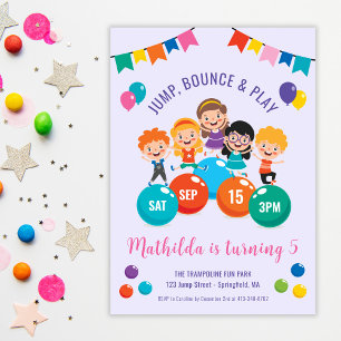 Jump Bounce Play Indoor Playground Birthday Party Invitation