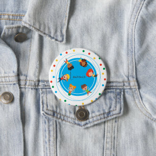 Jump Bounce Play Trampoline Birthday Name 7.5 Cm Round Badge