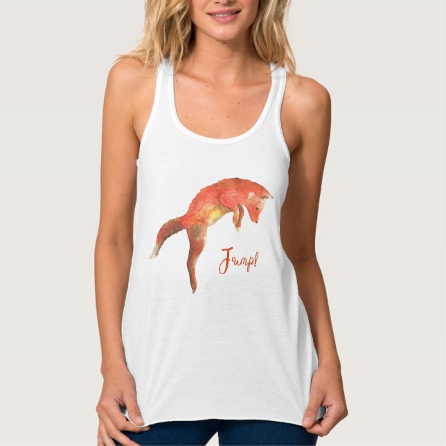 Jump Cute Red Fox Singlet (Front)