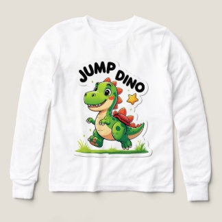 Jump Dino – Playful Cartoon Sticker T-Shirt