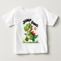 Jump Dino – Playful Cartoon Sticker T-Shirt