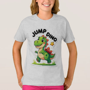Jump Dino – Playful Cartoon Sticker T-Shirt