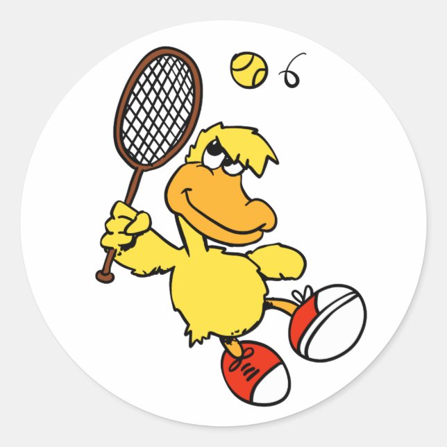 Jump Duck tennis | Choose background colour Classic Round Sticker (Front)