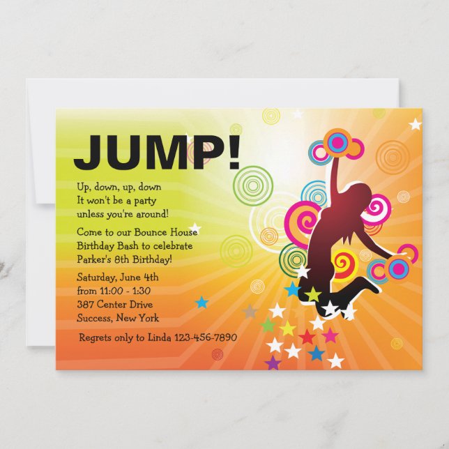 Jump for Joy Bounce House Invitation (Front)