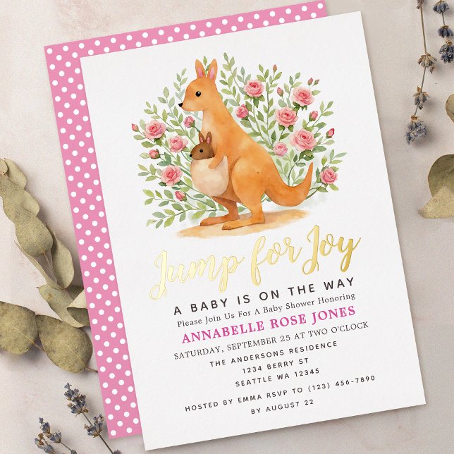 Jump For Joy Cute Kangaroo Girl Baby Shower (Creator Uploaded)