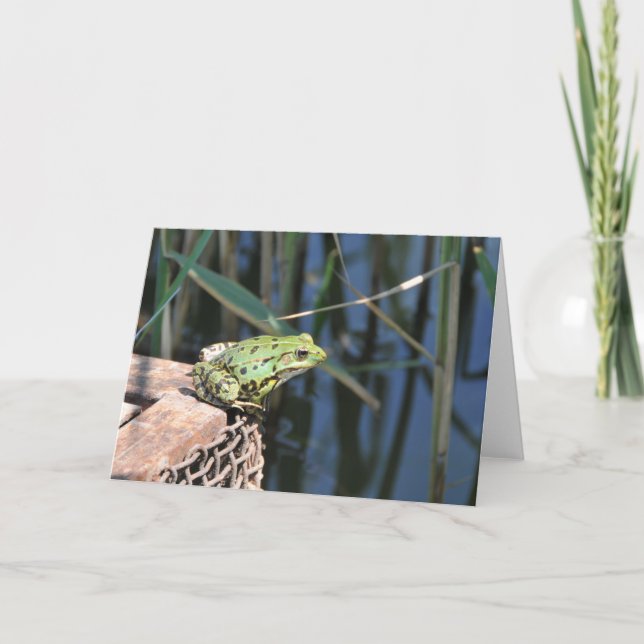 Jump - green frog Greeting card (Front)