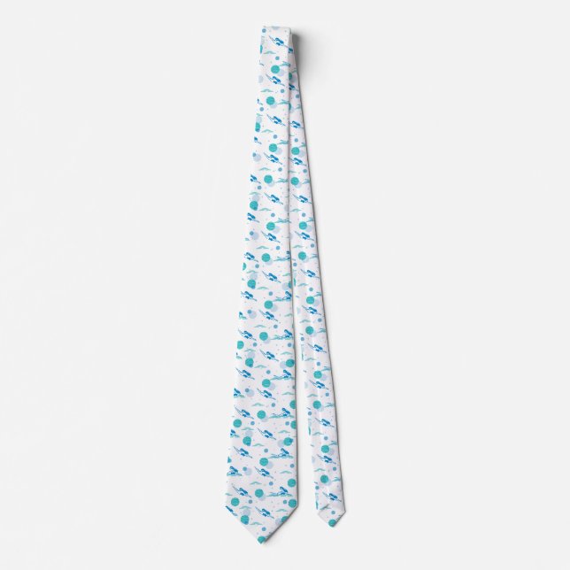 Jump in and Swimming Pattern Art Tie (Front)