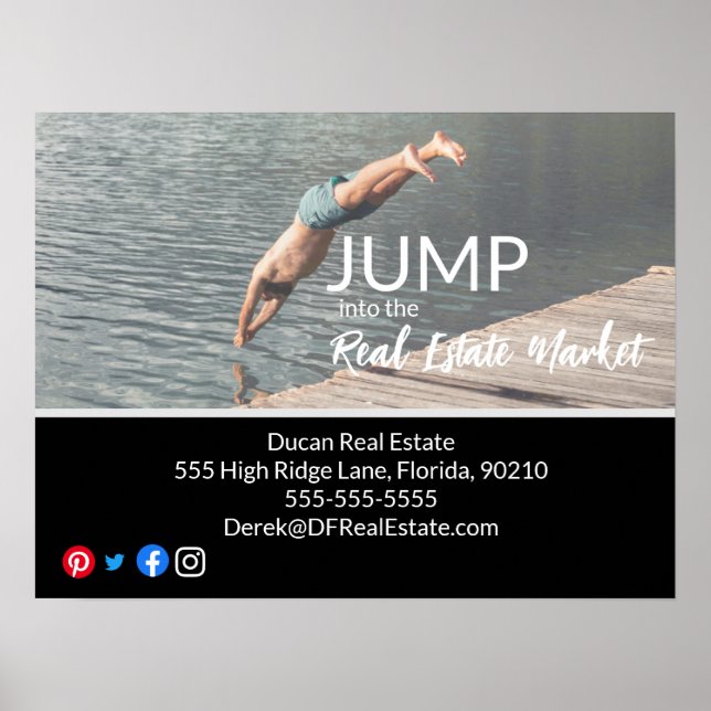 Jump into the real estate marketing postcard poster (Front)