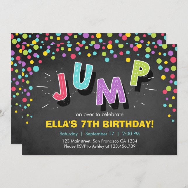 Jump Invitation Bounce House Bounce Birthday (Front/Back)