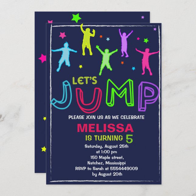 jump invitation - Bounce house invitation (Front/Back)