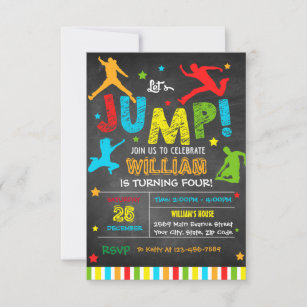 Jump Invitation - Trampoline Birthday Invitation
