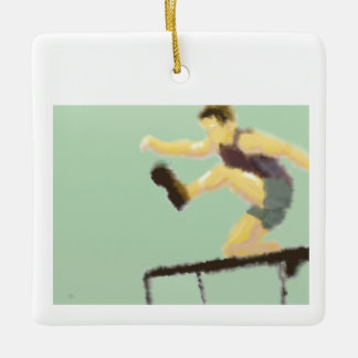 Jump over Hurdle Art Ceramic Ornament