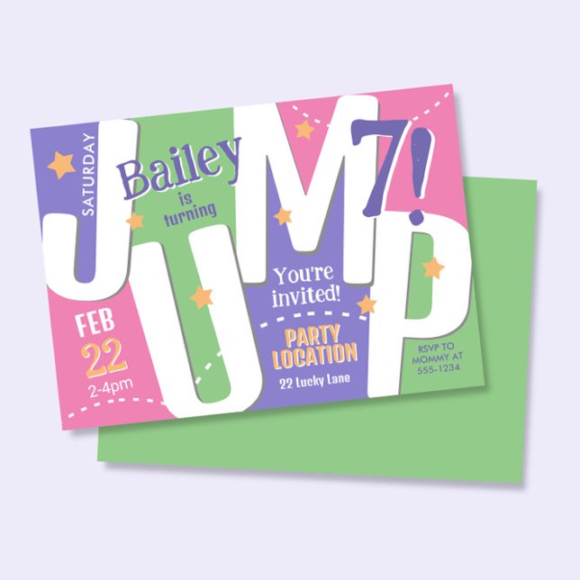 Jump Party Cute Girls Pastel Spring Birthday Invitation (Creator Uploaded)
