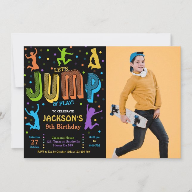 Jump Photo Birthday Trampoline Party Invitation (Front)