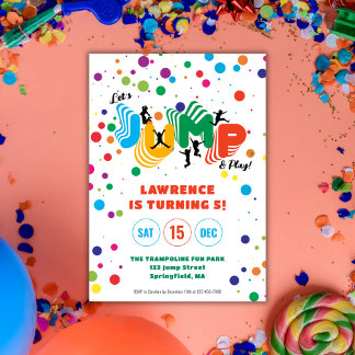 Jump Play Trampoline Park Party Kids Birthday   Invitation