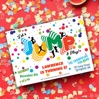 Jump Play Trampoline Park Party Kids Birthday   Invitation