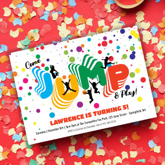 Jump Play Trampoline Park Party Kids Birthday Invitation