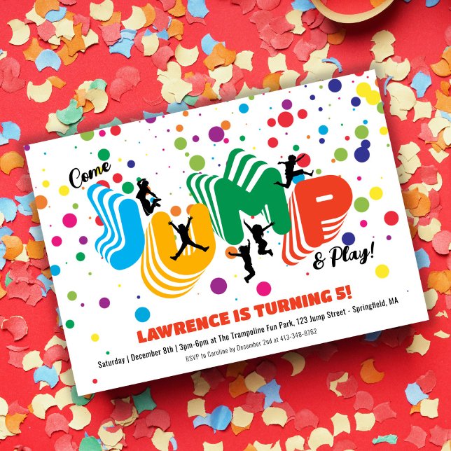 Jump Play Trampoline Park Party Kids Birthday  Invitation (Jump Play Trampoline Park Party Kids Birthday Invitation)