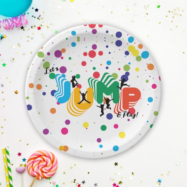 Jump Play Trampoline Park Party Kids Birthday  Paper Plate (Jump Play Trampoline Park Party Kids Birthday Paper Plates)