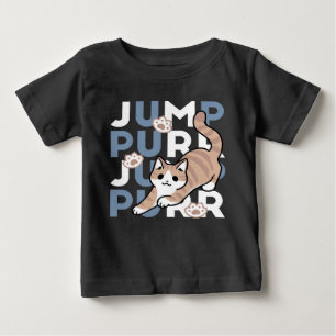 Jump Purr Jump: Playful Cat Design with Fun Art Baby T-Shirt