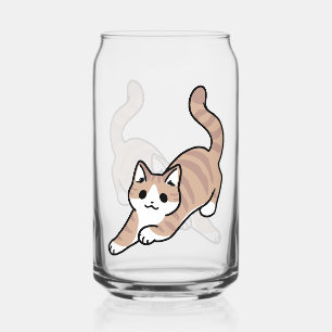 Jump Purr Jump: Playful Cat Design with Fun Art Can Glass