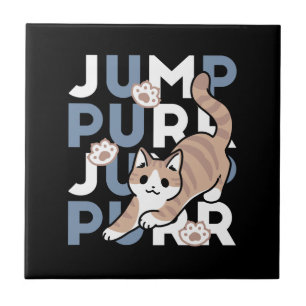 Jump Purr Jump: Playful Cat Design with Fun Art Tile