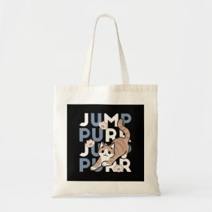 Jump Purr Jump: Playful Cat Design with Fun Art Tote Bag