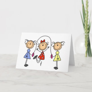 Jump Roping Stick Figure Card