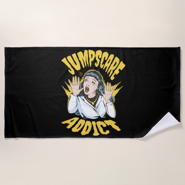 Jump Scare Addict Beach Towel (Front)